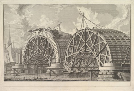 A view of part of the intended Bridge at Blackfriars, London, ca. 1764. Creator: Giovanni Battista Piranesi.