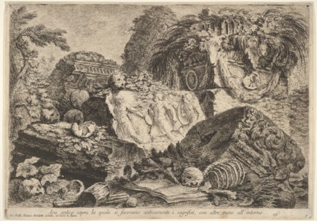 Plate 7: 'Ancient altar on which sacrifices were performed in antiquity, surrounded by oth..., 1743. Creator: Giovanni Battista Piranesi.