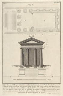 Plan and facade of the Temple of Fortuna Virilis