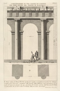 Partial elevation and plan of the first-order portico at the Theater of Marcellus