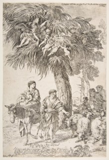 The Holy Family on their flight into Egypt, ca. 1647. Creator: Giovanni Benedetto Castiglione.