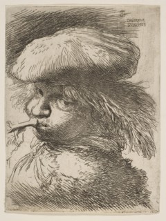 Young man with a trumpet facing left, from the series of 'Small Heads in Oriental..., ca. 1645-1650. Creator: Giovanni Benedetto Castiglione.