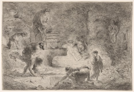 Tobit burying the dead, ca. 1647-51. Creator: Giovanni Benedetto Castiglione.