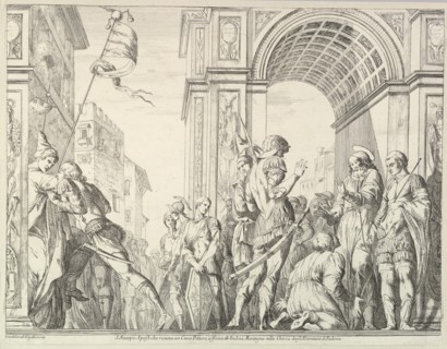 Saint James Cures a Blind Man, from "The Story of Saints James and Christopher in the Erem..., 1776. Creator: David Giovanni.