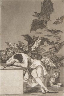 Plate 43 from 'Los Caprichos': The sleep of reason produces monsters