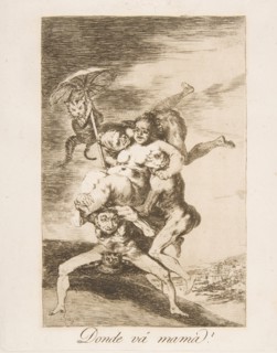 Plate 65 from ' Los Caprichos':Where is mom going?