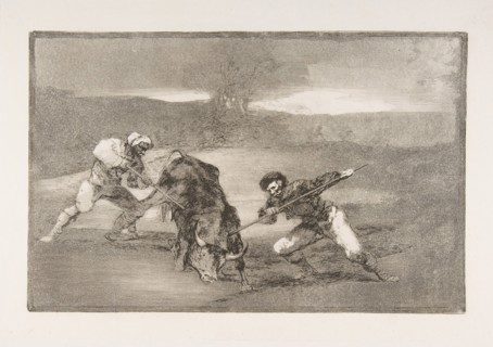 Plate 2 of the 'Tauromaquia': Another way of hunting on foot, 1816. Creator: Francisco Goya.