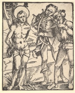 Martyrdom of St. Sebastian with Two Crossbow Men. Creator: Hans Baldung.