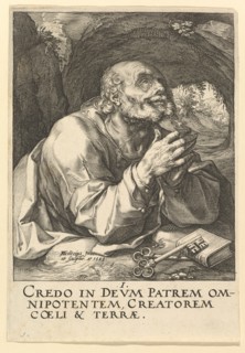 St. Peter, from Christ, the Apostles and St. Paul with the Creed, 1589. Creator: Hendrik Goltzius.