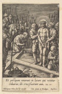The Preparation of the Cross, before 1619. Creator: Hieronymous Wierix.