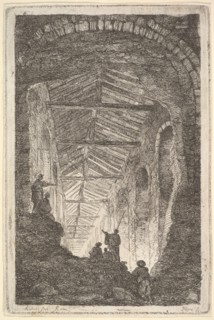 Plate 10: The Ancient Gallery: a large covered gallery, light entering from the bac..., ca. 1763-64. Creator: Hubert Robert.
