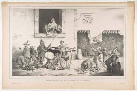 Children, Obey Me, Do Not Play With Those Weapons, April 1834. Creators: Jean Ignace Isidore Gerard, Auguste Desperret.