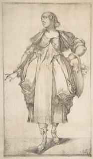 Gardener with a Basket on her Arm, from Hortulanae series, 1612-16. Creator: Jacques Bellange.