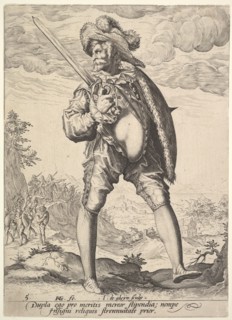 Soldier, Armed with Broadsword and Shield, from Officers and Soldiers, 1587. Creator: Jacques de Gheyn II.