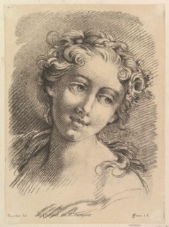 Head of a Woman, 1748-69. Creators: Jean Charles Francois, Francois Boucher.