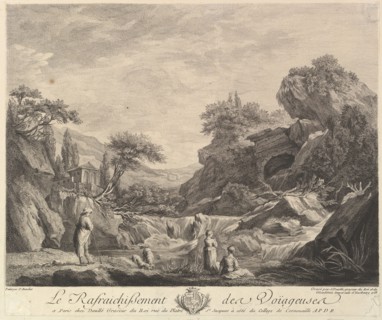 Traveling Women Drinking Water, 1758. Creator: Jean Daullé.