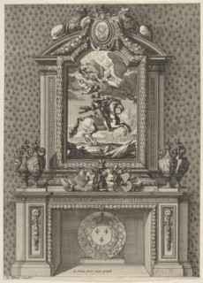 Chimney with a Painting of Louis XIV over the Mantle, from 'Grandes Cheminée', ca. 1644-66. Creator: Jean le Pautre.