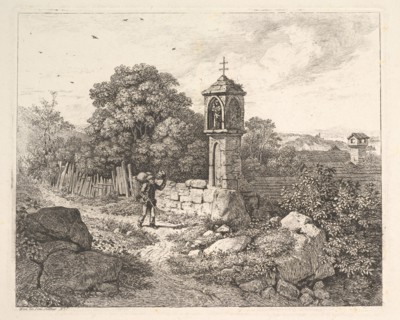 A Peasant Greeting the Statue of Mary, 1817. Creator: Johann Christian Erhard.