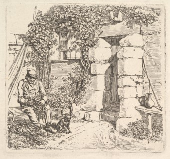 The Old Man and his Pomeranian Dog, 1817. Creator: Johann Christian Erhard.