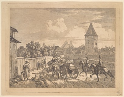 Russian Lancers Escorting the Regimental Cassonne, 1816. Creator: Johann Christian Erhard.