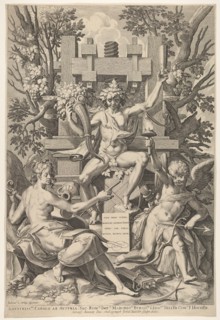 Bacchus, Music, Amor, 1575-1600. Creator: Johann Sadeler I.