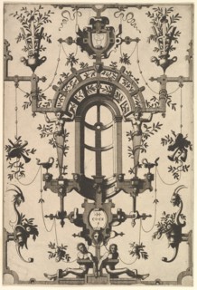 Modern Grotesque with Strapwork, 1554. Creator: Johannes van Doetecum I.