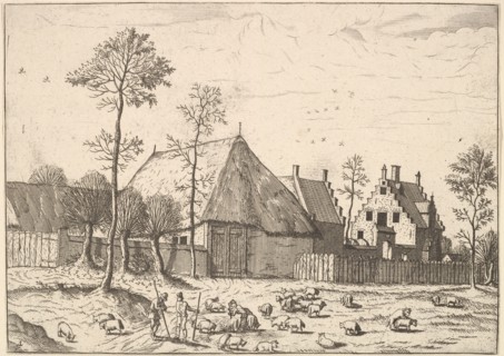 Shed with Cottage, from The Small Landscapes, 1559-61. Creator: Johannes van Doetecum I.