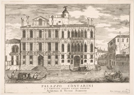 Plate 85: View of the Contarini Palace in Campo San Trovaso, Venice, 1703, from "The build..., 1703. Creator: Luca Carlevarijs.