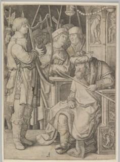 David Playing the Harp Before Saul, ca. 1508. Creator: Lucas van Leyden.