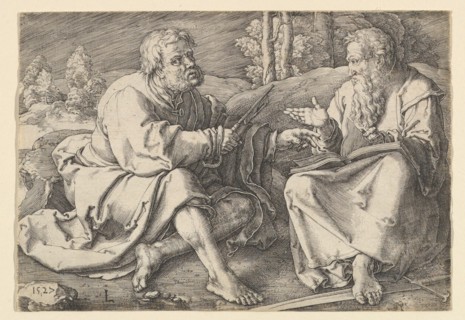 Sts. Peter and Paul Seated in a Landscape, 1527. Creator: Lucas van Leyden.