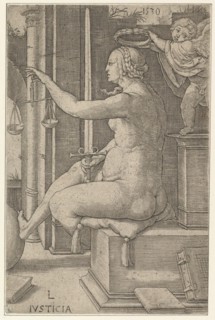Justice, from the series The Virtues, 1530. Creator: Lucas van Leyden.