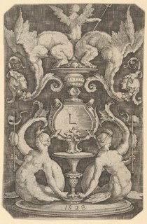 Panel of Ornament with Two Sirens, 1528. Creator: Lucas van Leyden.