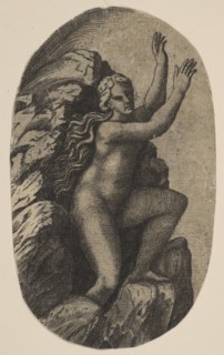 Eurydice naked standing on a rock, her arms raised to the right, ca. 1515-27. Creator: Marco Dente.