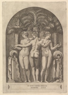 Speculum Romanae Magnificentiae: The Three Graces, ca. 1515-27. Creator: Marco Dente.