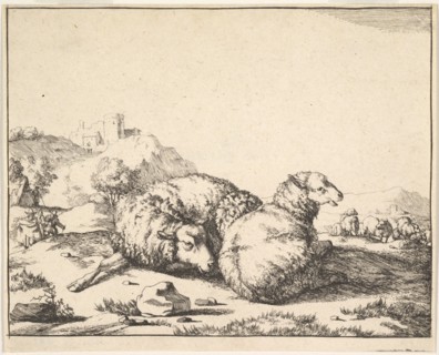 Sheep, from a set of 16 plates, 1664. Creator: Marcus de Bye.