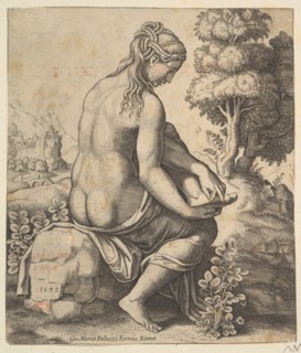Venus removing a thorn from her foot, 1532. Creator: Master of the Die.