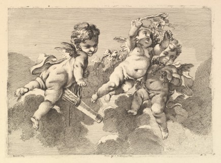 Three Children in Clouds, 18th century. Creator: Monogrammist DA.