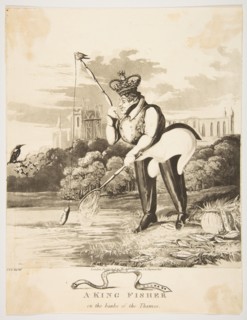 A King Fisher on the Banks of the Thames, 1827. Creator: Monogrammist JVS.
