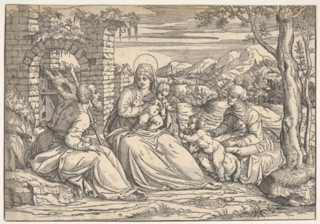The Holy Family with saints Elizabeth and John, ca. 1550. Creator: Attributed to Nicolò Boldrini