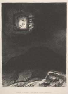 The vague glimmer of a head suspended in space, 1891. Creator: Odilon Redon.
