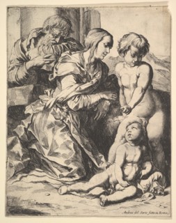 Virgin kneeling before Christ, 1610-42. Creator: Pierre Brebiette.