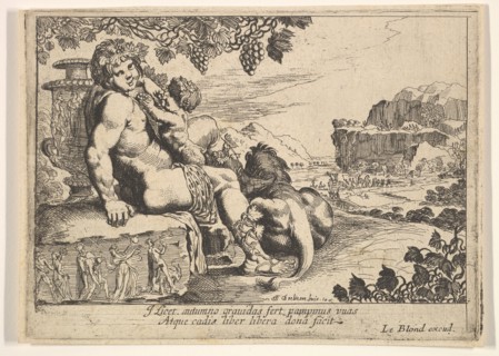 Bacchus, Satyr, and Lion, 1610-42. Creator: Pierre Brebiette.