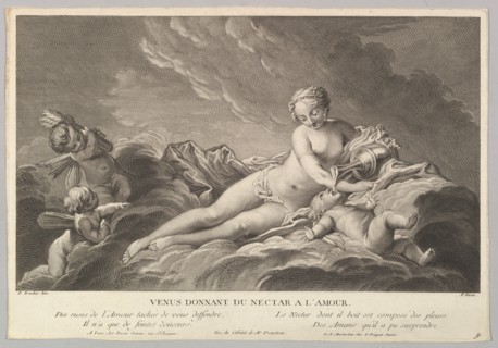 Venus Giving Nectar to Cupid, 18th century. Creator: Pierre François Basan.