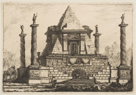 View of a Funerary Monument and Crypt, ca. 1760. Creator: Pierre Moreau.
