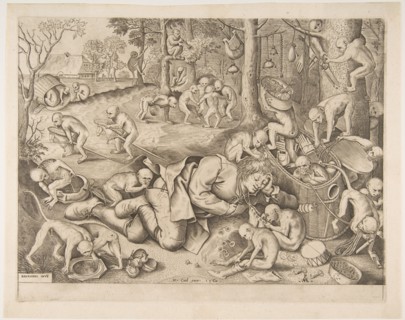 The Merchant Robbed by Monkeys, 1562. Creators: Pieter van der Heyden, Pieter Bruegel the Elder.