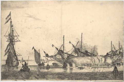 Ships Careened for Caulking the Hull, 17th century. Creator: Reinier Zeeman.