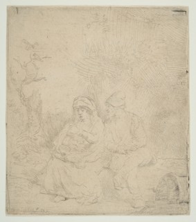 The Rest on the Flight into Egypt; lightly etched, 1645. Creator: Rembrandt Harmensz van Rijn.