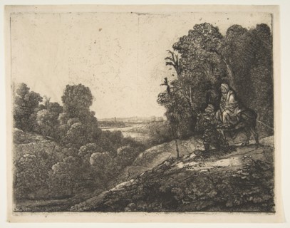 Flight into Egypt: Altered from Tobias and the Angel by Hercules Segers, ca. 1653. Creator: Rembrandt Harmensz van Rijn.