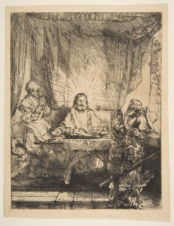 Christ at Emmaus: The Larger Plate, 1654. Creator: Rembrandt Harmensz van Rijn.