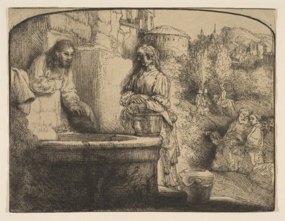 Christ and the Woman of Samaria: an Arched Print, 1658. Creator: Rembrandt Harmensz van Rijn.